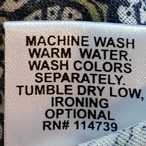 Flax Shirt Top Blue Green Long Sleeve Size Small Linen Paisley Boxy Lagenlook - Picture 8 of 9